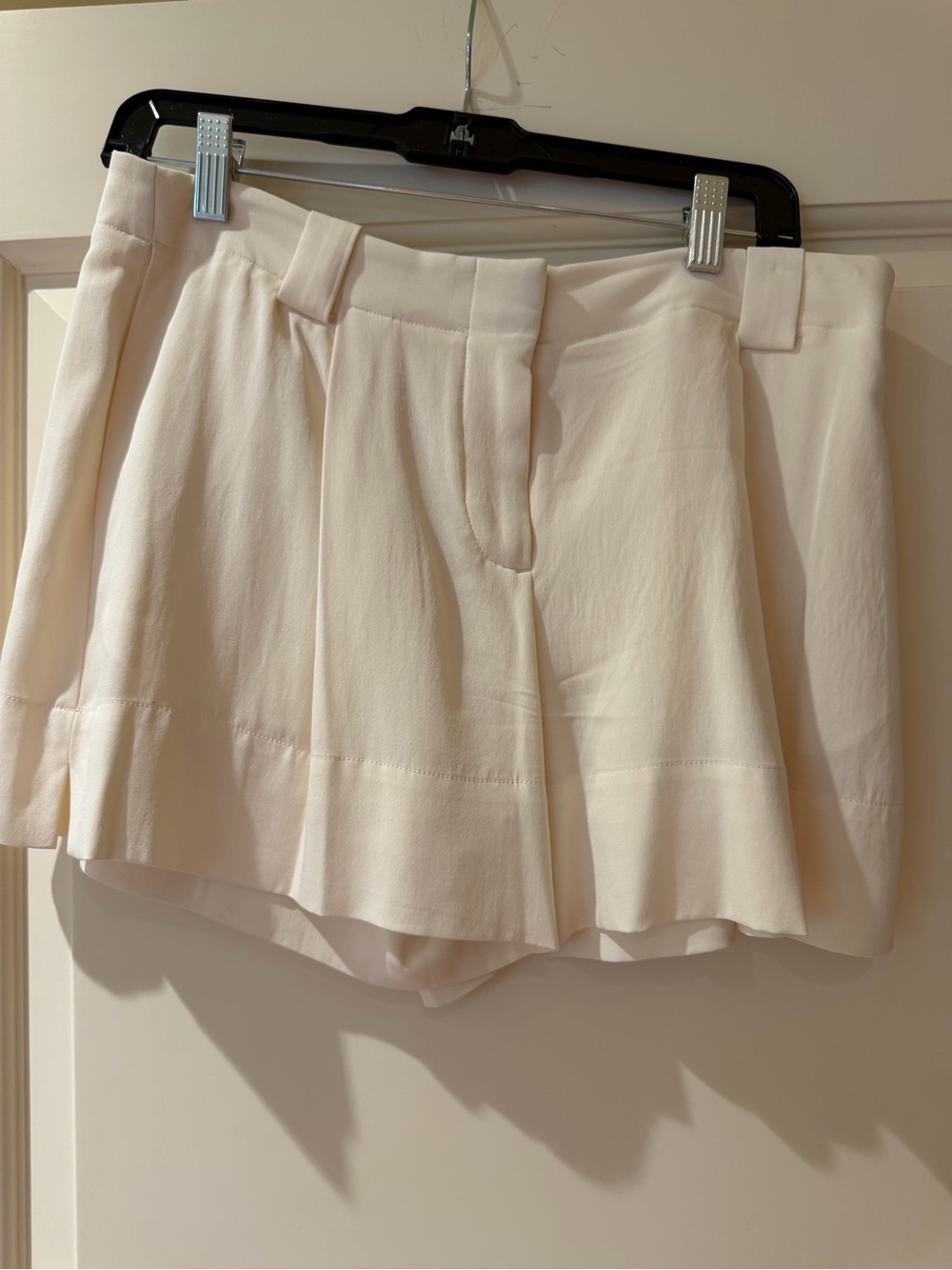 Theory Cream Tailored High-Waist Shorts